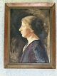 Johan Vilhelm Andersen (1891-1971):Portræt af kvinde i profil.Olie på lærred.Sign.: JVA ...