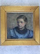 Ubekendt kunstner (20 årh):Portræt af ung pige 1919.Olie på plade.Sign.: EL 1919Et meget ...