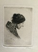 Axel Hou 
(1860-1948):
Portræt af 
Gammel kone 
"Cille" - 1888.
Koldnålsradering 
på ...