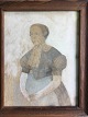 Ubekendt kunster (18/19 årh):Portræt af kvinde.Akvarel/pen på papir.Usigneret.Flere ...