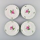 Four antique Meissen Pink Rose plates in hand-painted porcelain. Early 20th 
century.

