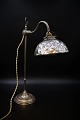 Gammel fransk 
Bureau bord 
lampe med 
original 
lampeskærm i 
vaflet 
fattigmandssølv 
med en rigtig 
...