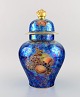 Stor Rosenthal 
lågkrukke i blå 
glaseret 
porcelæn med 
håndmalede 
frugter, 
sommerfugle og 
...