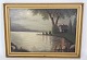 Maleri på 
lærred med 
natur motiv i 
mørke farver og 
med forgyldt 
ramme fra 
1920erne. 
54 x 75 cm.