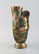 Arts Ceram 
Grand Feu, 
Frankrig. Vase 
/ kande i 
glaseret 
stentøj. Smuk 
glasur i guld 
og grønne ...