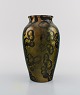 Lucien Brisdoux 
(1878-1963), 
Frankrig. Vase 
i glaseret 
stentøj. Smuk 
glasur i guld 
og grønne ...