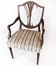 Antik Hepplewhite armstol af mahogni og polstret med stribet stof fra 1960erne. Stolen sælges ...