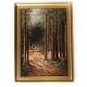Maleri på 
lærred med 
skovmotiv og 
forgyldt ramme, 
signeret A. 
Toftlind 1950.
44 x 32 cm.
