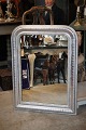 Fransk 1800 tals Louis Philippe sølv kamin spejl med fin dekoreret sølv ramme med perlekant...H:86cm. B:65cm.