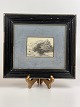 Tryk med landskab  af Vilhelm Kyhn i charmerende, gammel ramme med patina