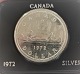 Canada. Sølv dollar 1972. Diameter 35 mm. I æske