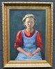Ubekendt 
kunstner (20. 
årh.): Portæt 
af en pige. 
Olie på lærred. 
Signeret 
18.8.1908 - 
1909 ...