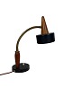 Bordlampe af sort metal og teak af dansk design fra 1960erne. Lampen er i flot brugt stand. H ...