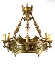 Large brass chandelier from around 1910. 
5000m2 showroom.
Great condition
