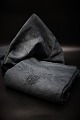 10 stk. Smukke sorte gamle franske damask vævet linned servietter med flotte blomster ranker ...