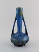 Pierrefonds, 
France. Vase 
with handles in 
glazed 
stoneware. 
Beautiful glaze 
in blue and 
light ...