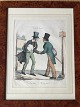 Pierre Langlumé (1790-1830):Karikatur - En mand forlader hospitalet og en anden ...