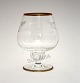 Lyngby glas, 
Måge glas med 
guldkant og 
mågeslibning.
Cognac højde 9 
cm. Pris: 85 
kr. stk. Lager: 
4