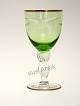 Lyngby glas, 
Måge glas med 
guldkant og 
mågeslibning.
Hvidvin med 
grøn kumme, 
højde 12,7 cm. 
...