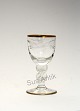 Lyngby glas, 
Måge glas med 
guldkant og 
mågeslibning.
Snaps, højde 8 
cm. Pris: 40 
kr. stk. ...