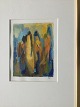Birthe Kjærsgård (født 1949):Komposition med kvinder.Pastel/olie på papir.Sign.: ...