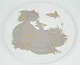 Platte med 
motiv af dame i 
guld og grå 
farver i 
porcelæn 
designet Bjørn 
Winnblad og 
produceret ...