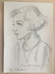 Ebbe Sadolin (1900-82):Portræt af skuespillerinden Inge Stender (1912-89).Kul på ...