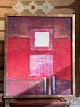 Pink maleri / mixed media på lærred, usigneret, lysmål ca. 50 x 60 centimeter
