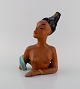 Goldscheider, Østrig. Art deco figur i håndmalet og glaseret keramik. Nøgen kvinde. 1940'erne. ...