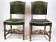 2 stole i egetræ i Renæssancen stil polstret med grøn velour stof fra omkring år 1930'erneMål ...