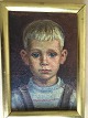 Otto Braschler 
(1909-85):
Portræt af 
dreng.
Olie på 
lærred.
Sign.: 
Braschler
Bagpå - ...