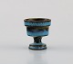 Stig Lindberg for Gustavsberg Studiohand. Miniature vase in glazed ceramics. 
Beautiful glaze in shades of blue. 1960s.
