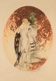 Louis Icart (1888-1950). Radering på papir. "Look". Dateret 1928.Lysmål: 46 x 35 cm.Totalmål ...