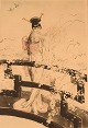 Louis Icart (1888-1950). Radering på papir. "Madame Butterfly". Dateret 1927.Lysmål: 51 x 35 ...