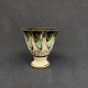 Højde 10,5 cm.Stemplet HAK Denmark.Fin trompetformet vase dekoreret med geometriske ...