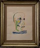 Pablo Picasso litografi i gammel sølvramme. 20/5-1964 Usigneret.Mål: 45 x 38 cm. (32,5 x 38 cm).