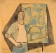Pär Lindblad (1907-1981), svensk kunstner. Akvarel på papir. Midt 1900-tallet.Papiret måler: ...