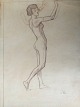 Robert Büchtger (1862-1951):Studie af nøgen kvinde.Oliekridt på papir.Sign.: RB.Uden ...