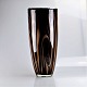 Morano glas vasehøj vase med lodrette linier i forskellige brune farver og mønstre.Små ...