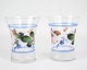 Et par glas 
vaser med 
håndmalet 
blomster 
dekoration fra 
omkring år 
1930'erne. 
H:9  Dia:7,5
