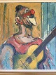 Aage Strand (1910-75):Guitarspillende klovn.Olie på lærred.Sign.: ÅS70x60 (86x76)Åge ...