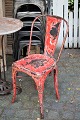 Sjælden,  original gammel fransk Tolix desingstol i metal med rød original farve med en super ...