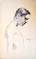 Skånstrøm, Robert E. (1888 - 1966) Danmark: En model. Tegning. Signeret 1913.25 x 15,5 ...