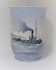 Bing & Grøndahl. Porcelæns vase med motiv af en slæbebåd. Model 8715/460. Højde 21 cm. (2 sortering)