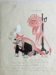Georg Humble (1918-91):Satirisk tegning af Per Hækkerup (1915-79).Tekst "Hvor Løvens Skind ...