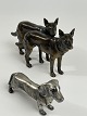 Hunde-figurer af metal. Vintage fra det 20. århundrede. Gravhund i "hvidt" metal (solgt), ...