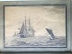 Carl Møller (1845-1920):Sejlskibe på havet 1901.Bly på papir.Påmonteret passepartout med ...