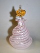 Venetiansk glas flacon, 20. årh. Italien. Flacon i klart glas med lyserøde og hvide striber. ...