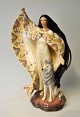 Håndbemalet porcelæns figur, Franklin Mint Native American, The dreamcatcher, 20. årh. USA. H.: ...