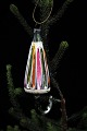 Gammel glas 
juleornament / 
juletræspynt 
fra omkring 
1930-50. 
H:11cm.